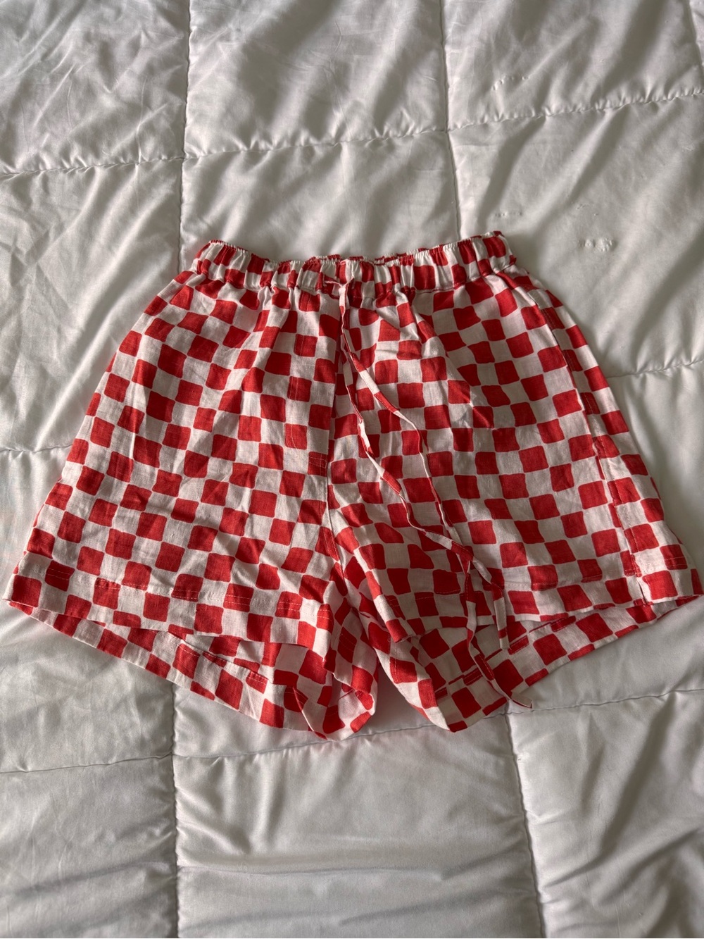 Holiday by Emma Mulholland Red Checkered Linen Shorts